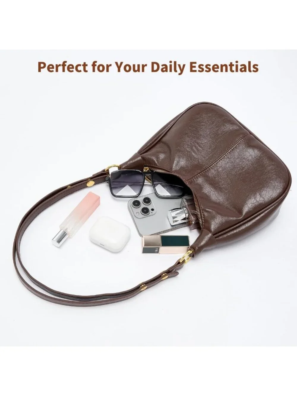Cute Retro Crescent Hobo Bag for Women | Soft Vegan Leather, Adjustable Strap